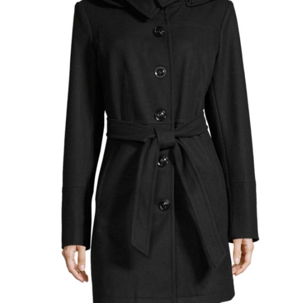 Liz Claiborne Black Hooded Pea Coat sz 3x